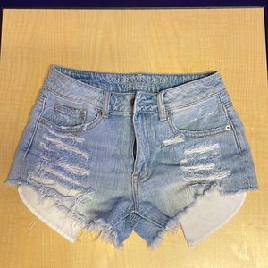Light wash pre-ripped American Eagle Jean Shorts Size 0